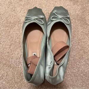 Capezio Satin Ballet Flats in Soft Silver